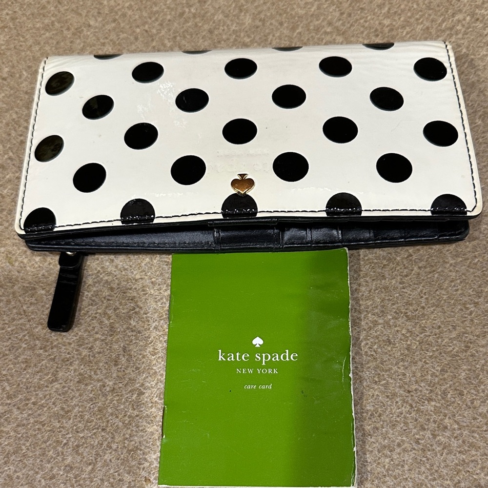 Kate Spade White and Black Polka Dot Wallet